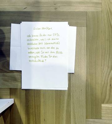 Zettel 006: Lieber Herr Merz, ich kann leider nur 50% arbeiten, weil ich meine restliche Zeit …